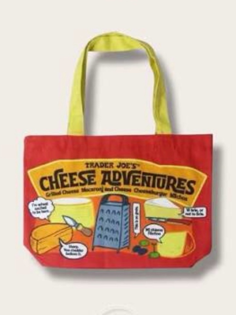 Trader Joe's Red & Yellow 'Cheese Adventures' Tote Bag With Tags